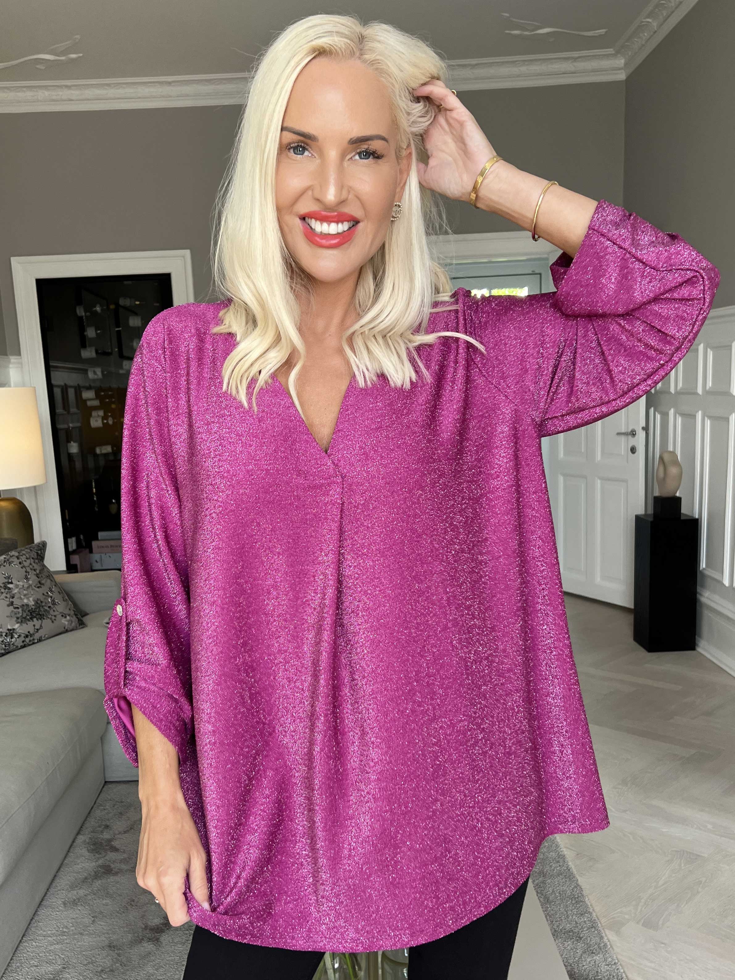 Larna Glitter - Tunika med glimmertråde og v-udskæring